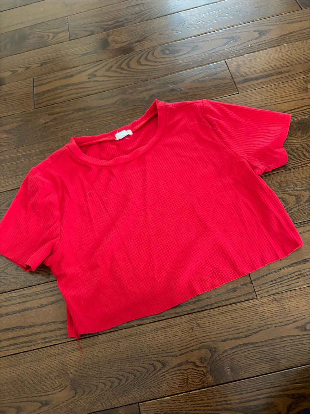 🔥 3/$25 - Women's Ribbed Short-Sleeve Crop Top - Red